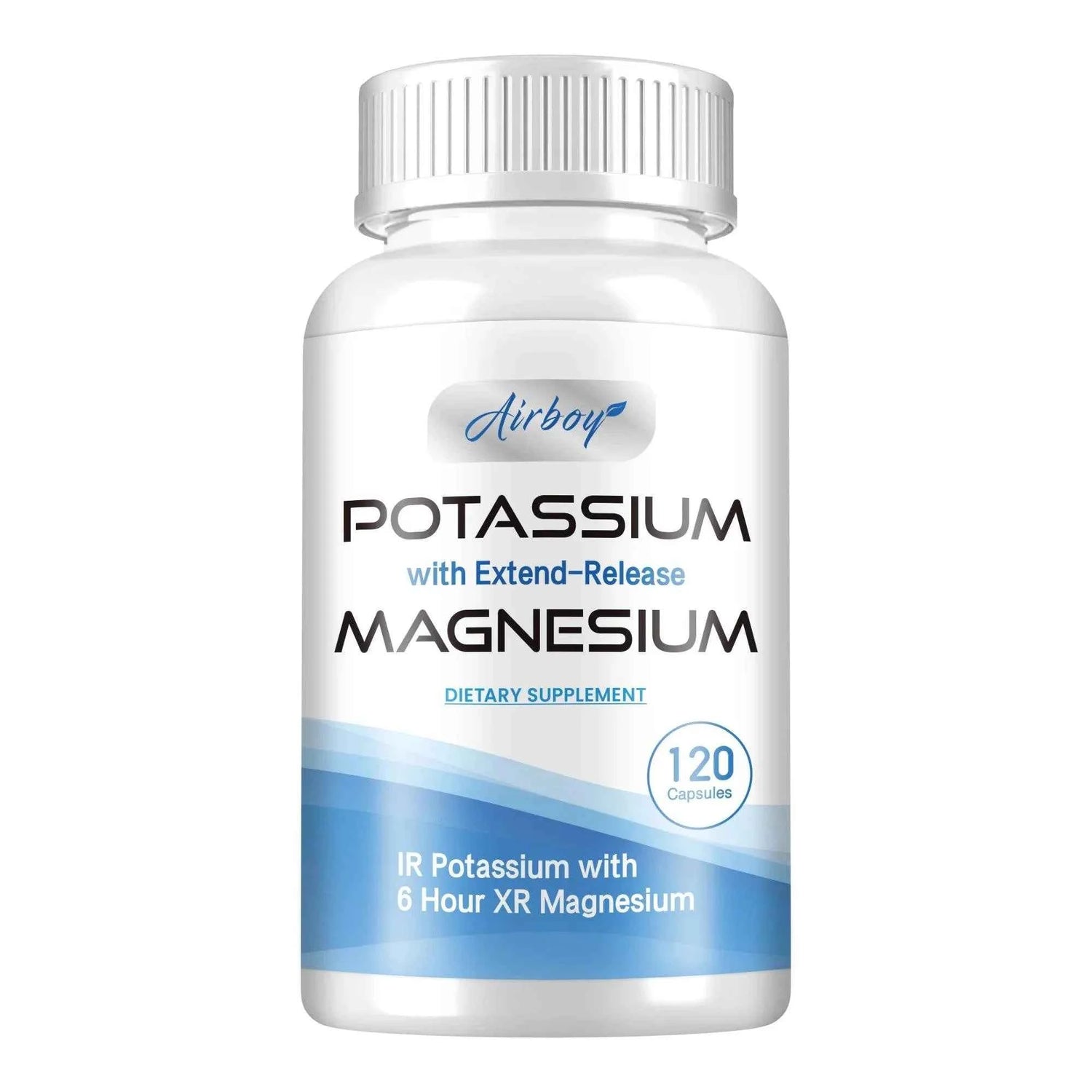 Potassium with Magnesium Supplement - Blood Pressure Support, Promotes Healthy Blood Flow, Heart Health - 120 Capsules