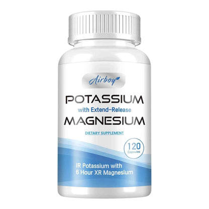 Potassium with Magnesium Supplement - Blood Pressure Support, Promotes Healthy Blood Flow, Heart Health - 120 Capsules