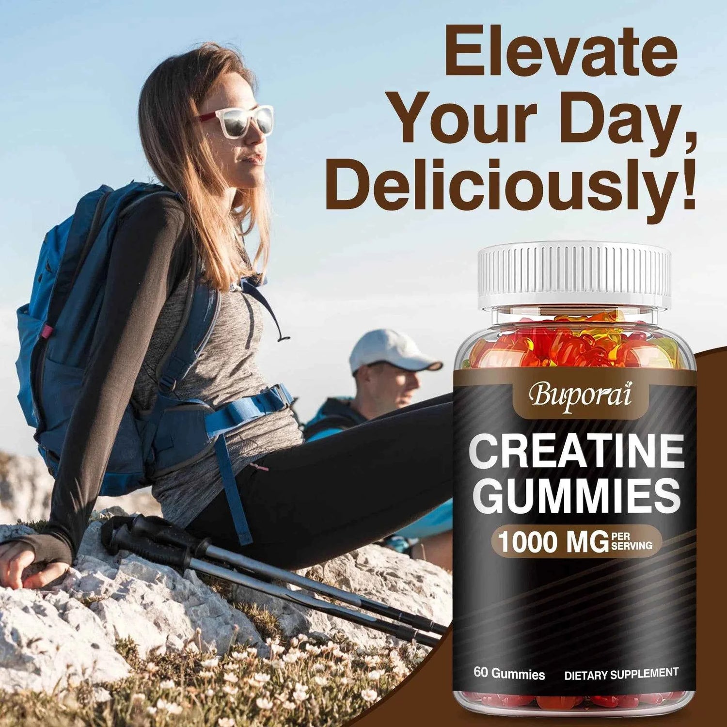 Creatine Monohydrate - Boost Energy, Build Muscle Mass, and Improve Athletic Performance - 60 Gummies
