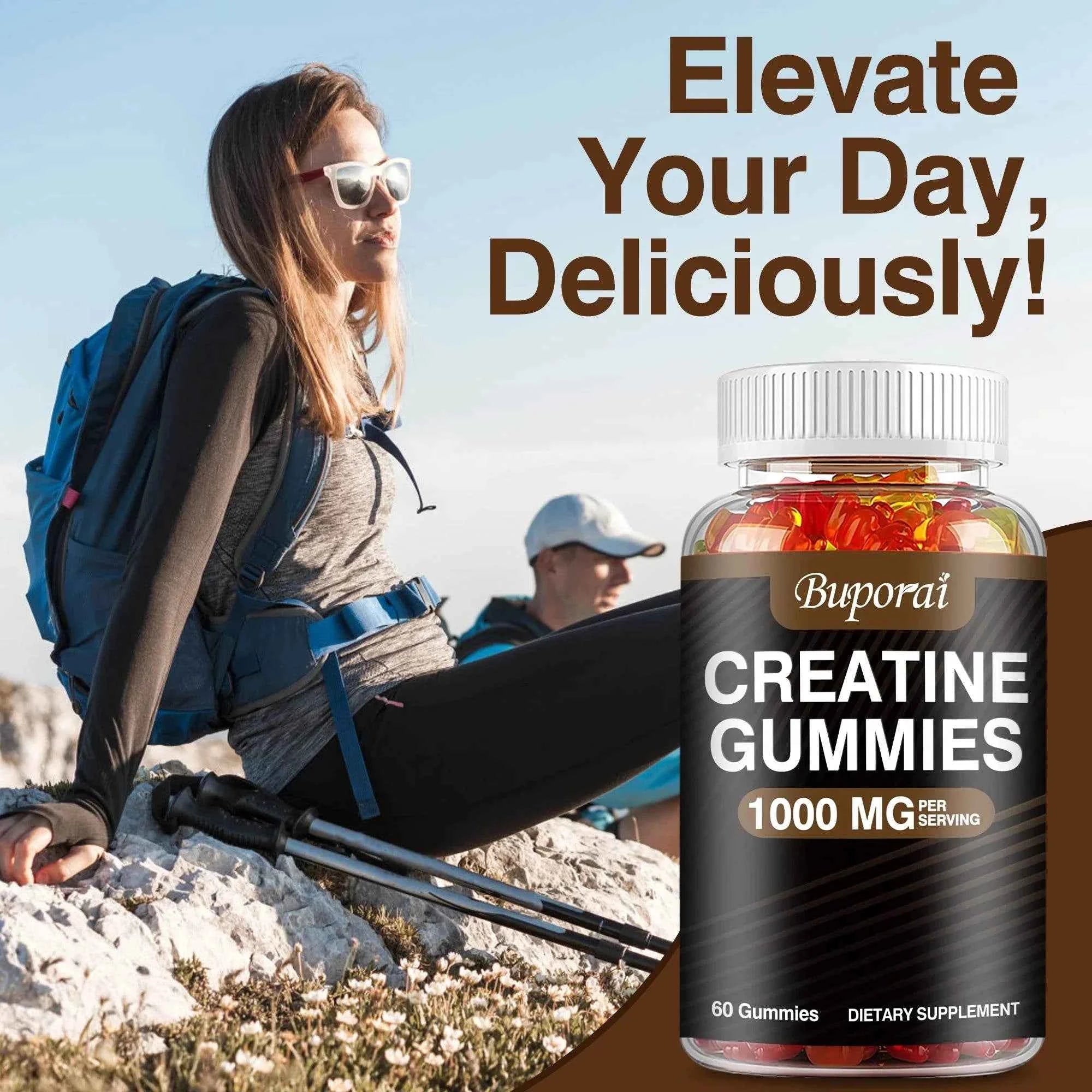 Creatine Monohydrate - Boost Energy, Build Muscle Mass, and Improve Athletic Performance - 60 Gummies