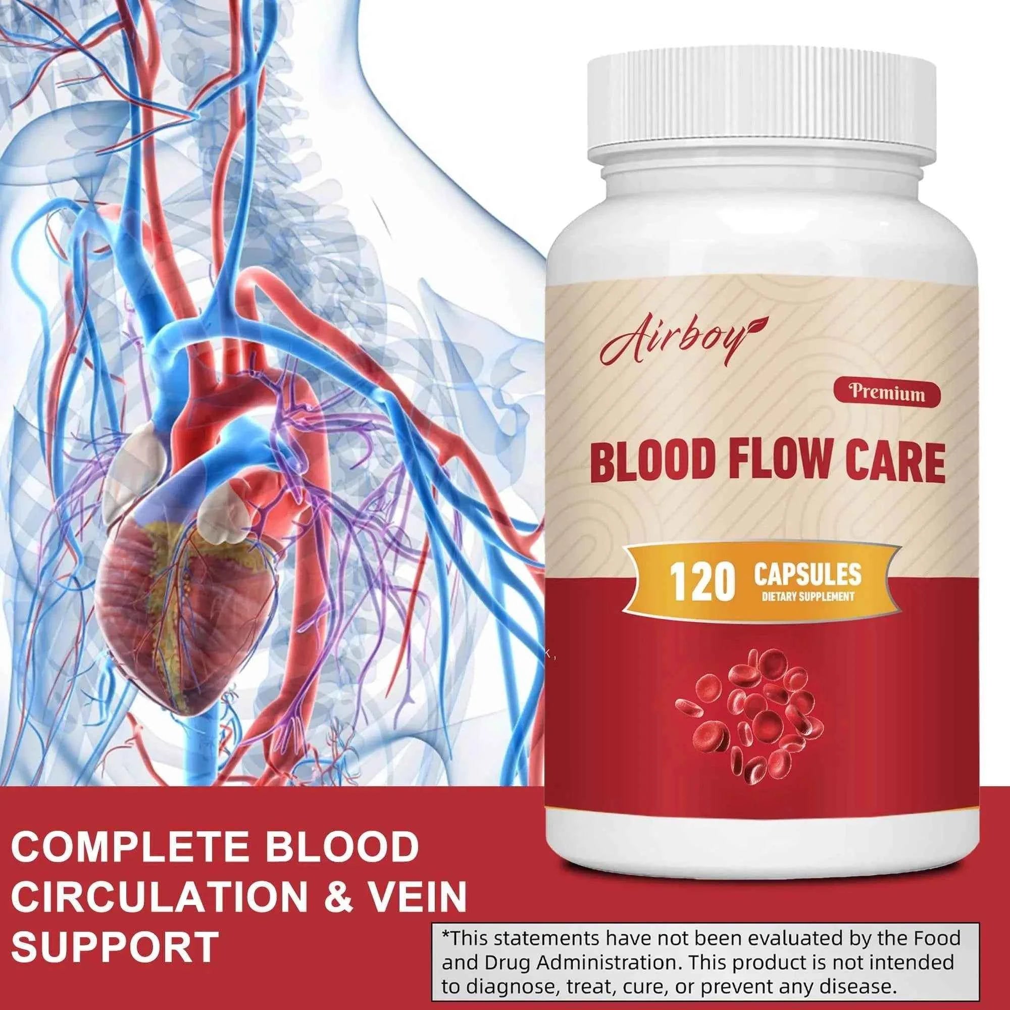 Blood Flow Care Supplement - Heart Health, Promotes Natural Blood Circulation - 120 Capsules