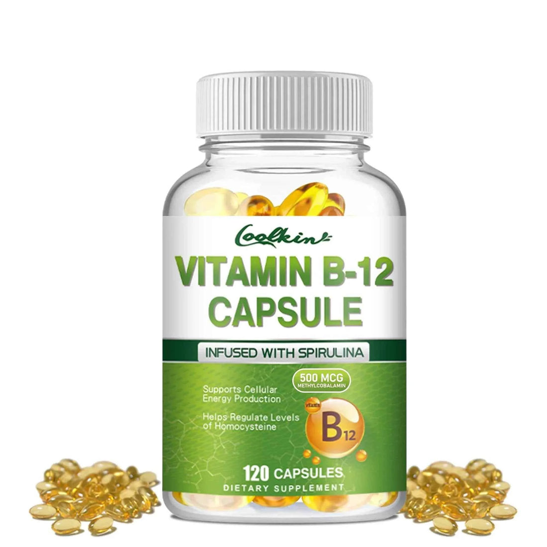 Vitamin B12 - Supports Energy Metabolism and Nervous System, Good for Brain and Heart Health - 120 Capsules