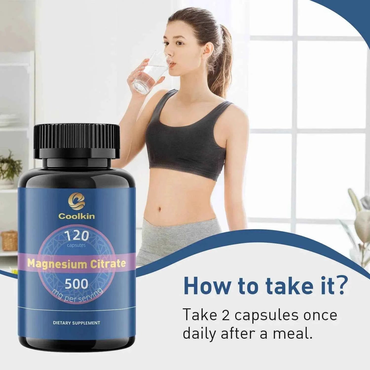 Magnesium Citrate Capsules - Muscle, Bone, Heart, Nervous System Support, Improve Sleep - 120 Capsules