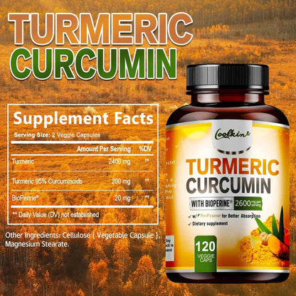 Turmeric Curcumin - 95% Curcumin &amp; Bioperine - Highly Absorbable Turmeric Supplement, Joint &amp; Digestion Health - 120 Capsules