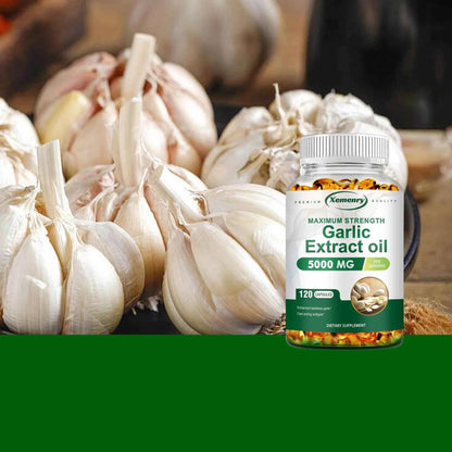 Garlic Oil Capsules - for Immune and Cardiovascular, Cholesterol Health, Enhances Immunity - 120 Capsules