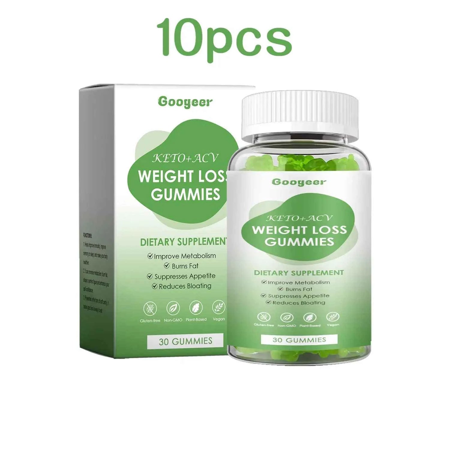 Googeer 30pcs Slimming Body Gummies Fat Burner Energy Support Dietary Supplement Fruit Flavor Anti Cellulite Weight Loss Gummies