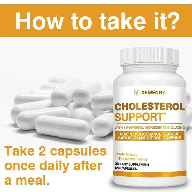 Cholesterol Support - Maintains Healthy Cholesterol Levels, Promotes Blood Flow, and Supports Heart Health - 120 Capsules
