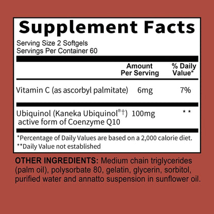 Ubiquinol CoQ10 100mg - Antioxidant, Support Brain, Heart &amp; Cardiovascular Health, Balance Blood Pressure - 120 Capsules