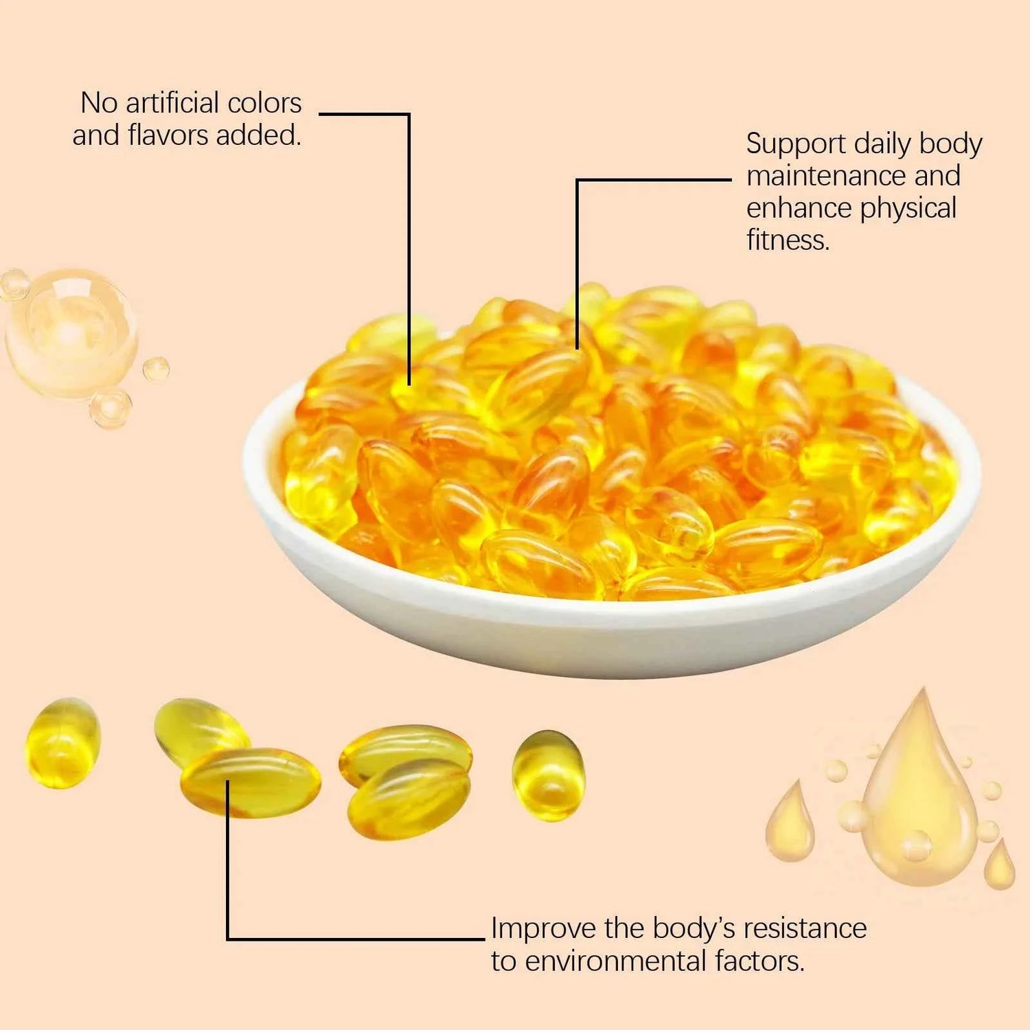 Googeer 60pcs Vitamin E Capsule Promote Digestion Help Blood Birculation Enhance Energy Daily Vitamin Supplement Dietary Capsule