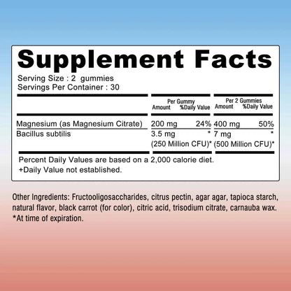 Magnesium Citrate - Supports Muscles, Nerves, Bones and Heart, Reduce Stress and Improve Sleep - 60 Gummies