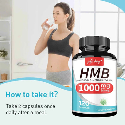 HMB Supplements - Replenish Energy and Improve Endurance, Promote Muscle Growth &amp; Recovery Relieve Muscle Loss - 120 Capsules