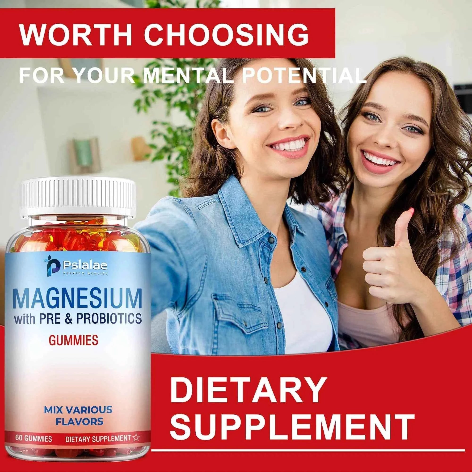 Magnesium Citrate - Supports Muscles, Nerves, Bones and Heart, Reduce Stress and Improve Sleep - 60 Gummies