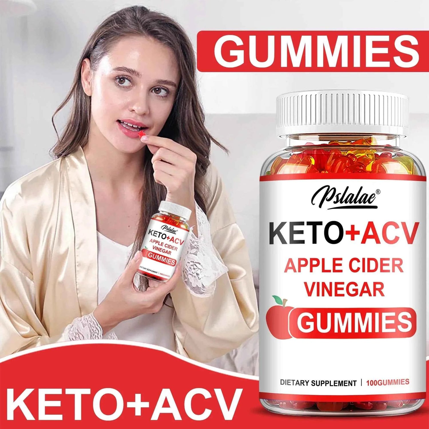 Keto + Acv Gummies - Healthy Weight Management, Accelerated Fat Burning, Whitening Skin - 100 Gummies