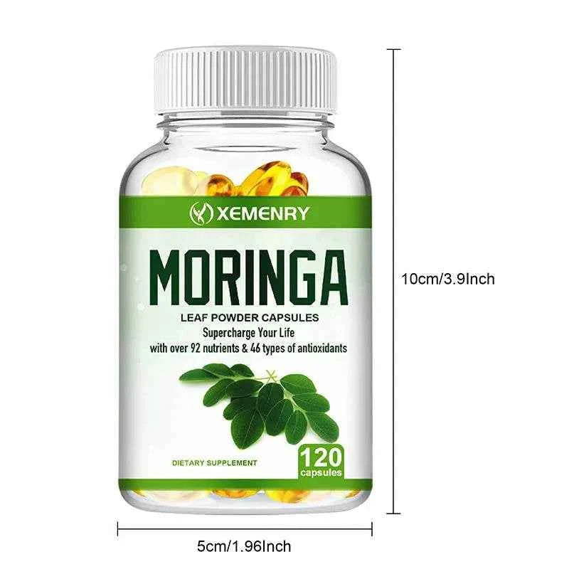 Moringa Supplement - Support Immune System, Energy, Metabolism, Antioxidant - 120 Capsules