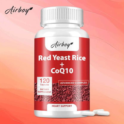 Red Yeast Rice   CoQ10 - Supports Heart, Cardiovascular Health, and Maintains Healthy Cholesterol Levels - 120 Capsules