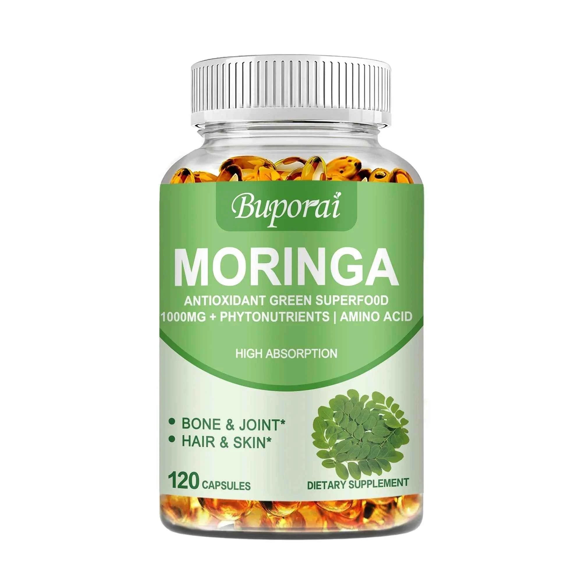 Moringa - Immune System, Energy &amp; Metabolism Natural Anti-inflammatory Helps Detox, Fat Burn - 120 Capsules