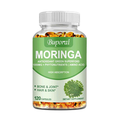 Moringa - Immune System, Energy &amp; Metabolism Natural Anti-inflammatory Helps Detox, Fat Burn - 120 Capsules