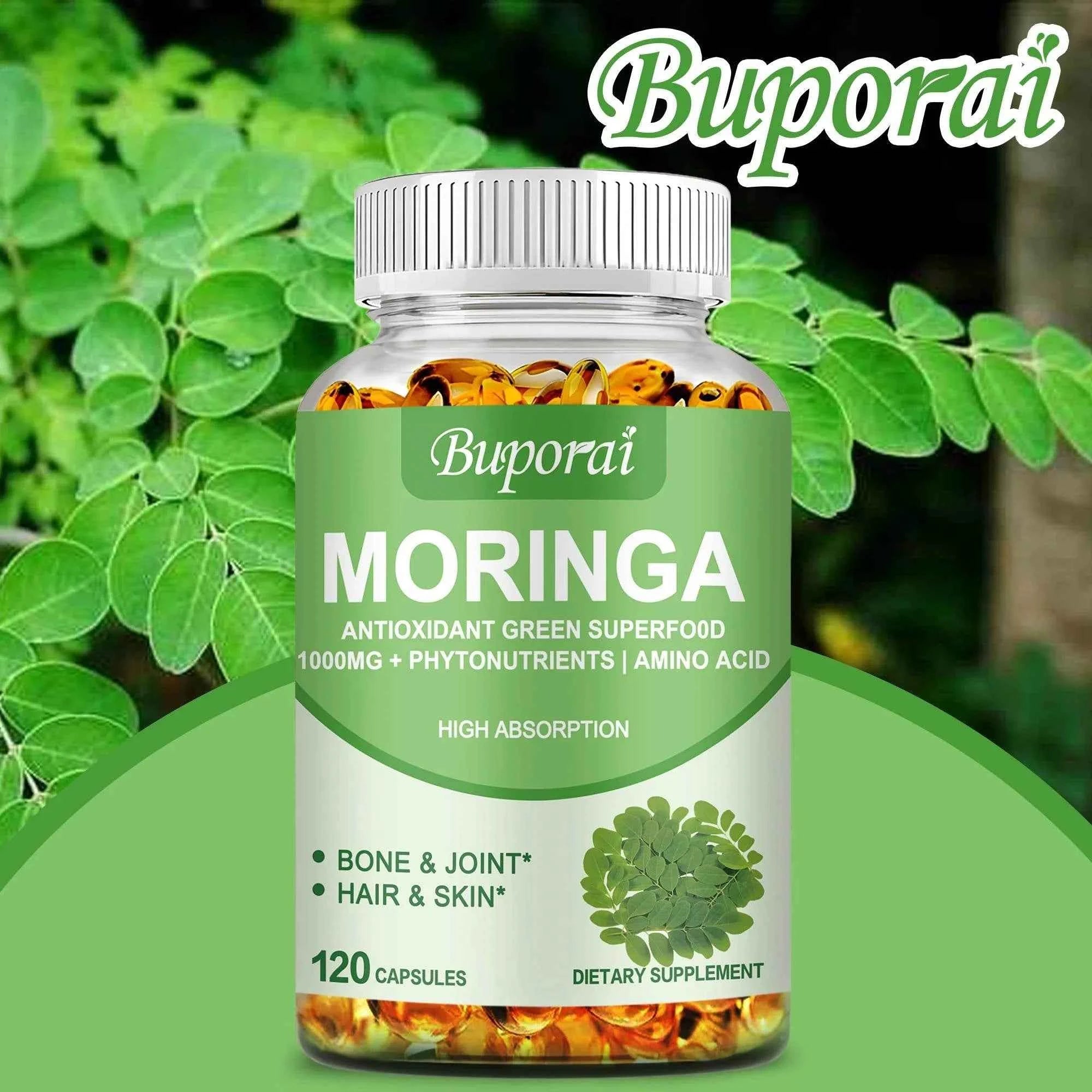 Moringa - Immune System, Energy &amp; Metabolism Natural Anti-inflammatory Helps Detox, Fat Burn - 120 Capsules