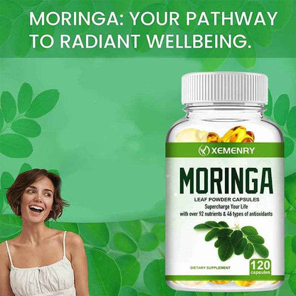 Moringa Supplement - Support Immune System, Energy, Metabolism, Antioxidant - 120 Capsules