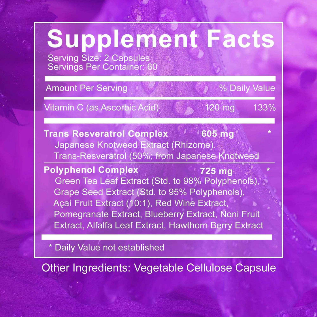 Resveratrol - Enhance The Immune System, Promote Skin Smoothness, Metabolism - 120 Capsules