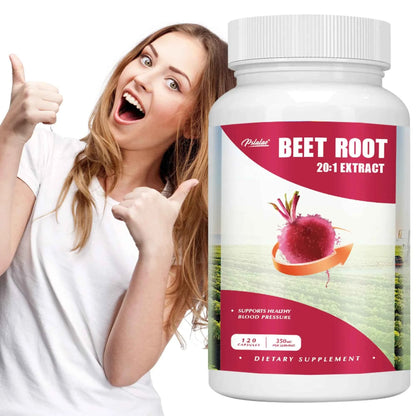 Beet Root Supplement 120 Capsules Supports Blood Pressure Athletic Performance Digestive Health Immune System