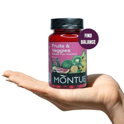 Montue Fruits and Veggies Supplement - 90 Fruit and 90 Veggie Capsules - Supports Energy Levels, Vitamins &amp; Minerals -Made in Th