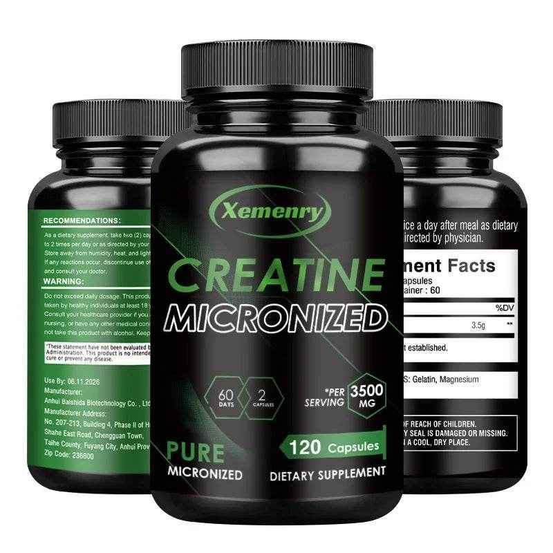 Creatine Monohydrate - Increase Strength, Build Muscle and Improve Performance, Explosive Power for Men - 120 Capsules