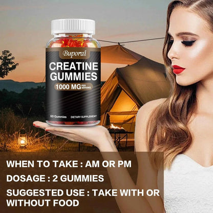 Creatine Monohydrate - Boost Energy, Build Muscle Mass, and Improve Athletic Performance - 60 Gummies