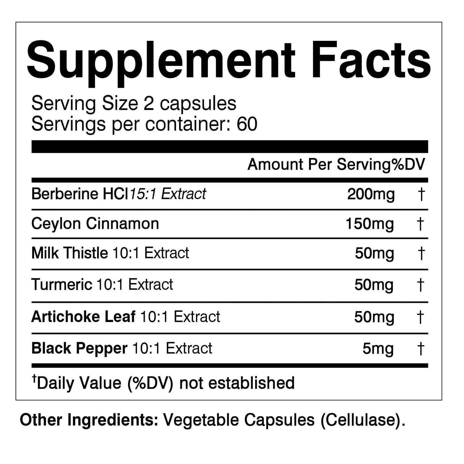 Berberine Supplement - Ceylon Cinnamon, Turmeric - Digestive Health, Antioxidant - 120 Capsules
