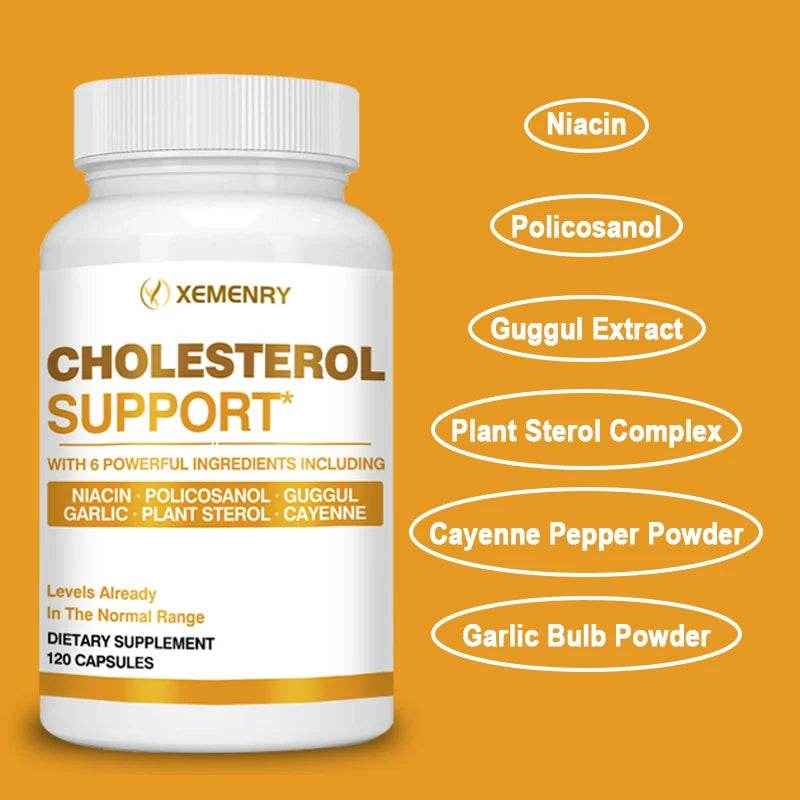 Cholesterol Support - Maintains Healthy Cholesterol Levels, Promotes Blood Flow, and Supports Heart Health - 120 Capsules