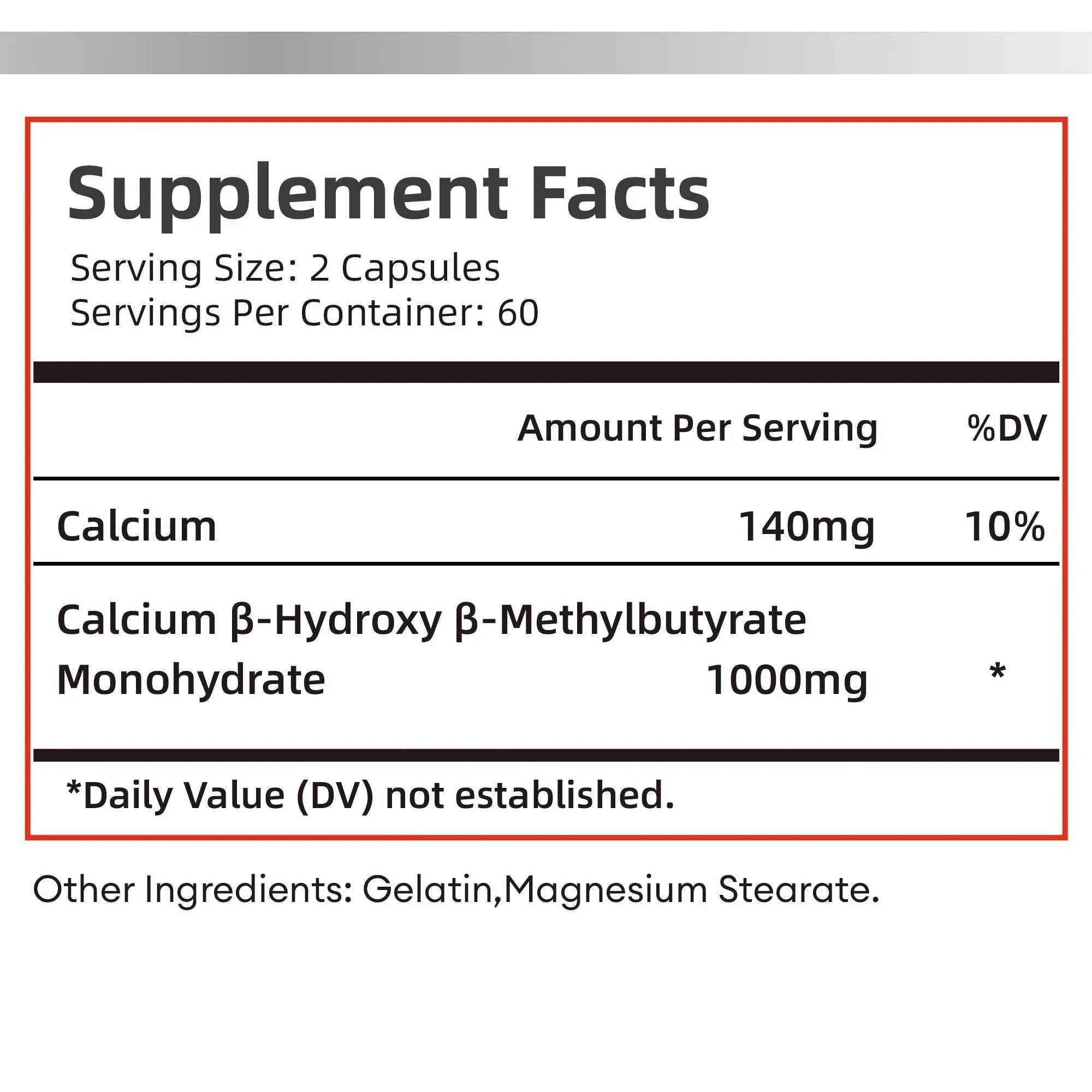 HMB Supplements - Replenish Energy and Improve Endurance, Promote Muscle Growth &amp; Recovery Relieve Muscle Loss - 120 Capsules