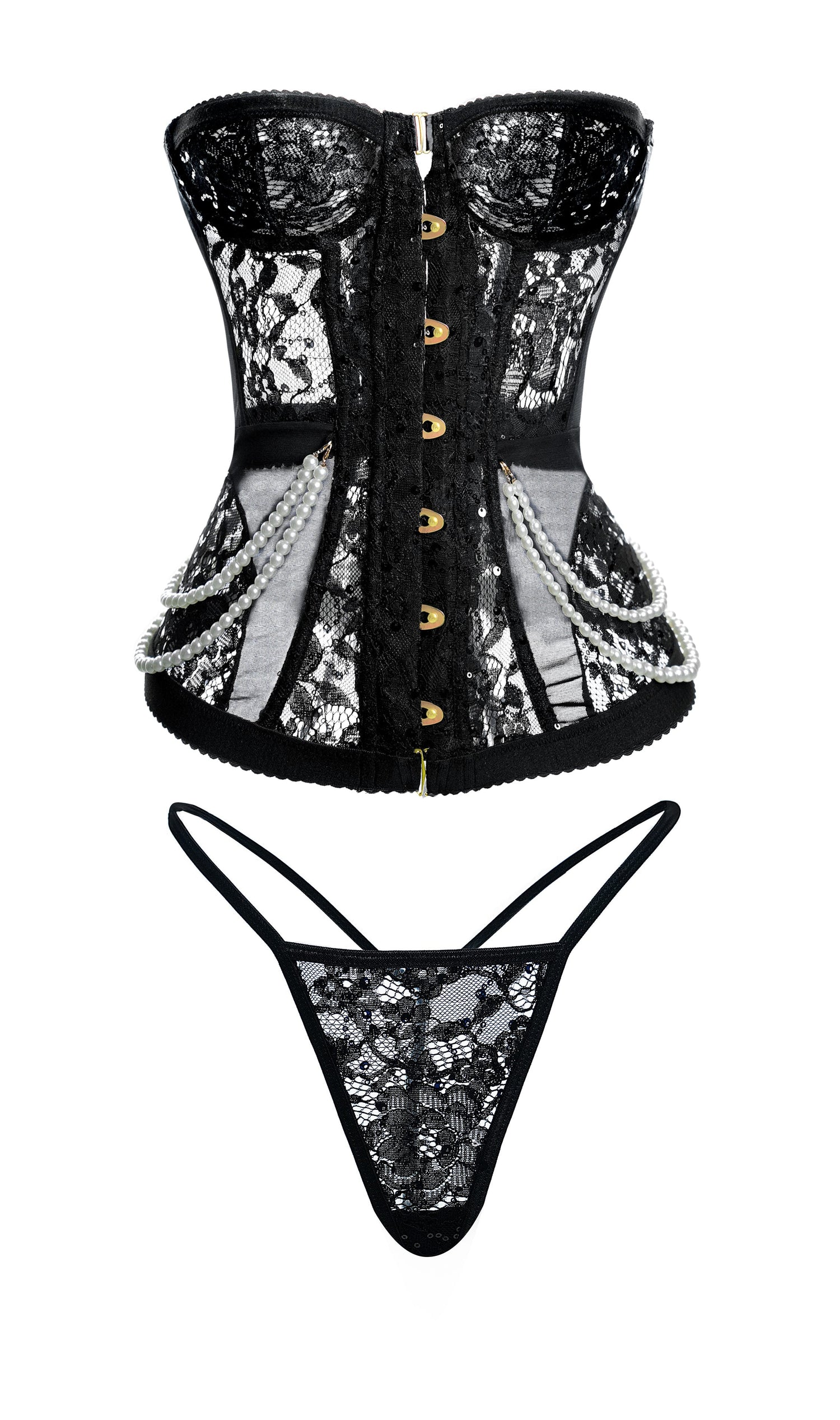 Serena Black Pearl Corset Set