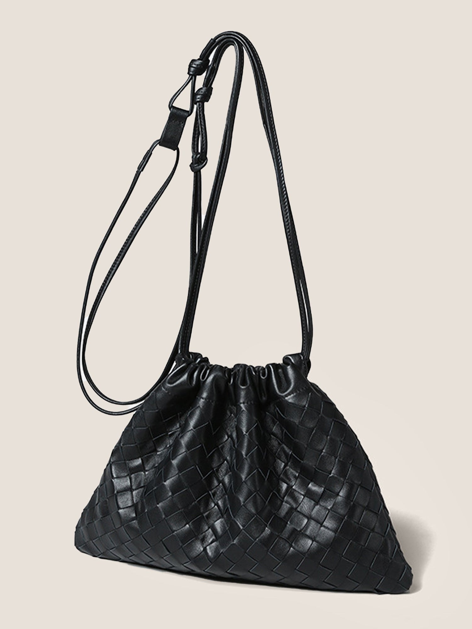 Sheepskin Woven Drawstring Commuter Tote by LINTICO