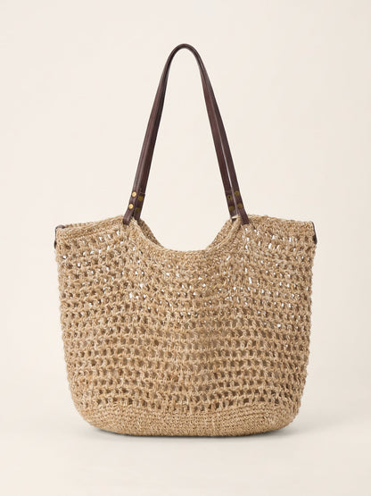 Linen-Cotton Open-Weave Tote Bag With Zip Pouch by LINTICO