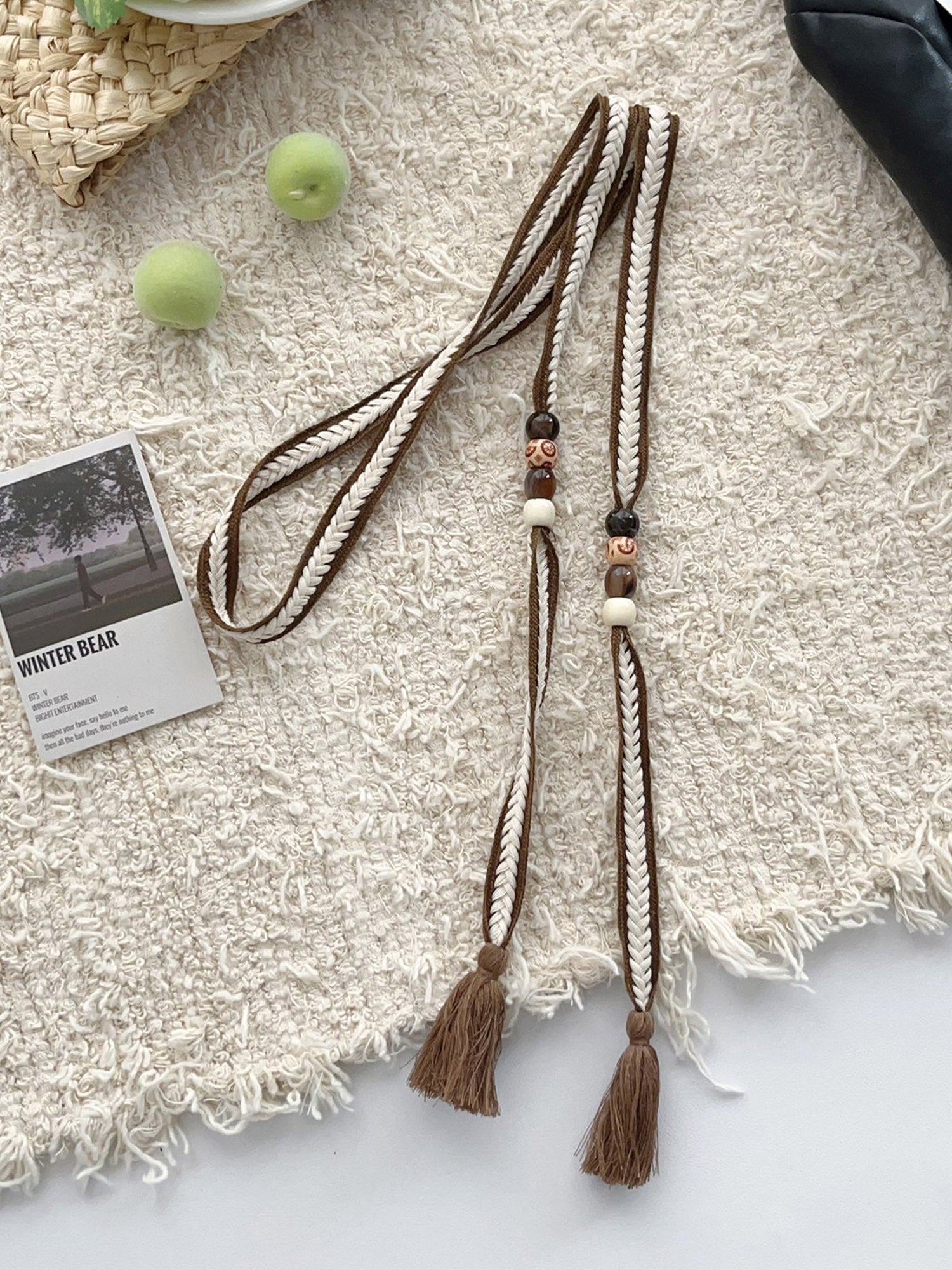 Linen Woven Belt With Fringes by LINTICO