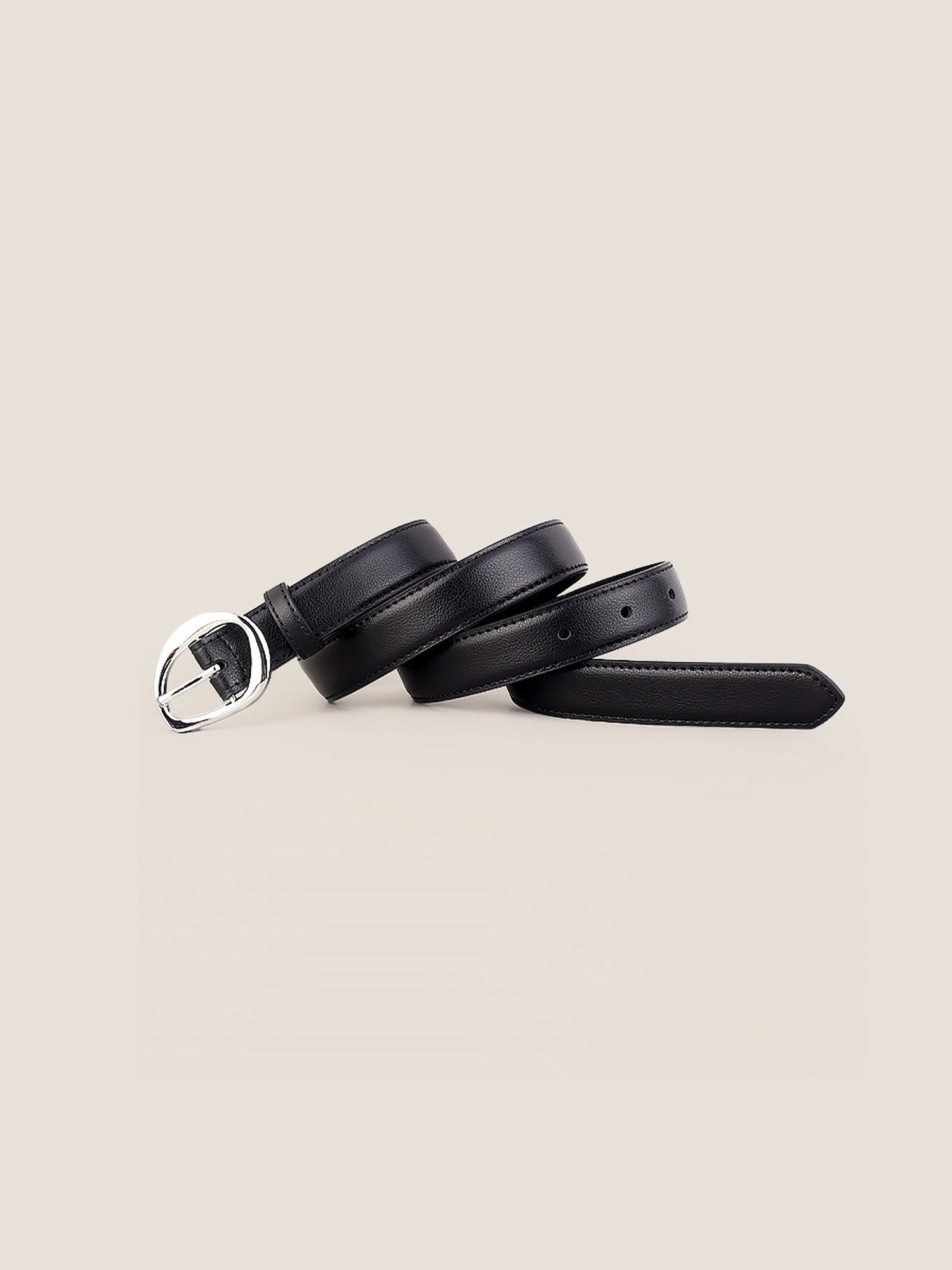 Premium Cowhide Belt With Retro Oval Alloy Buckle by LINTICO