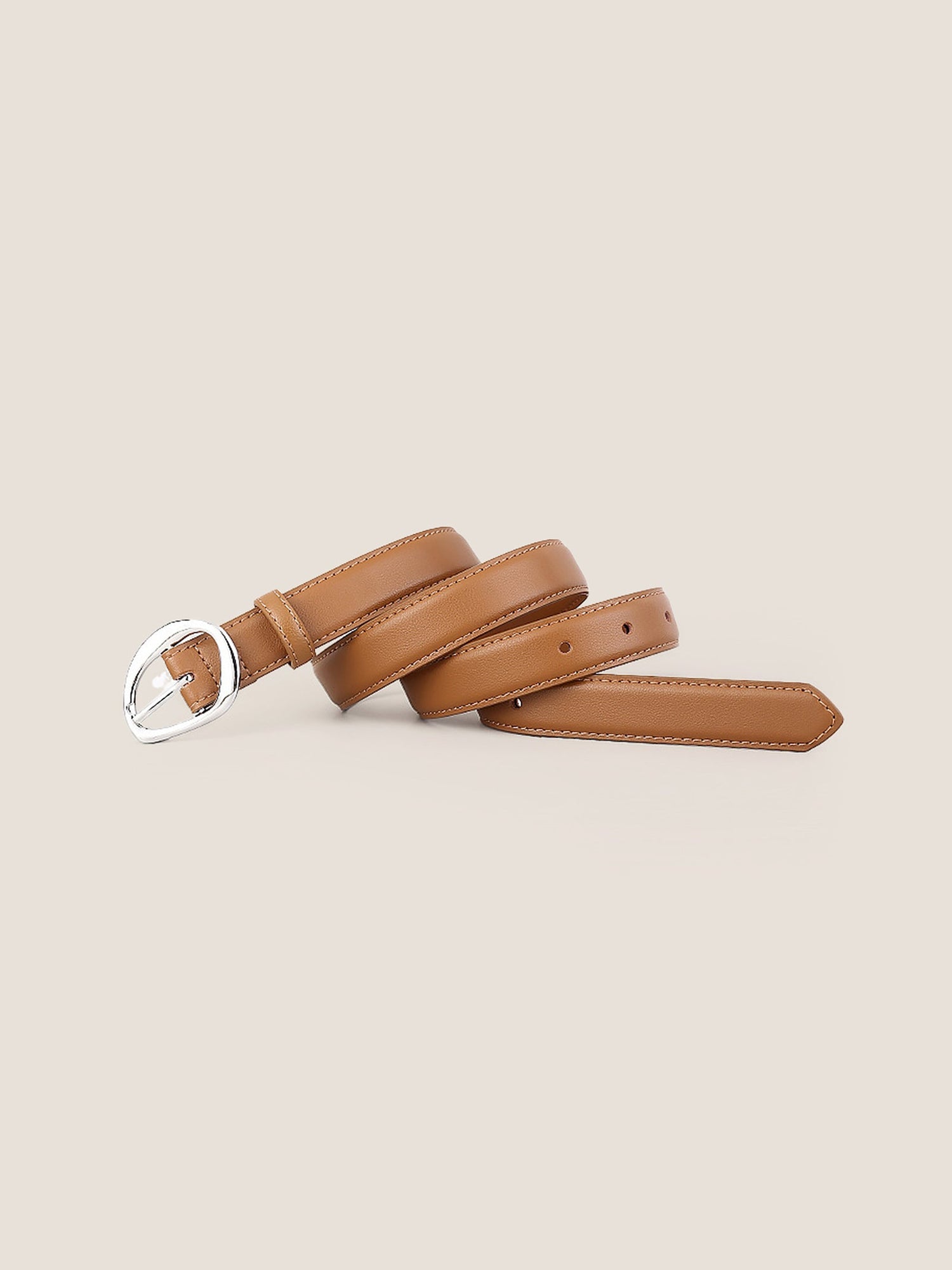Premium Cowhide Belt With Retro Oval Alloy Buckle by LINTICO