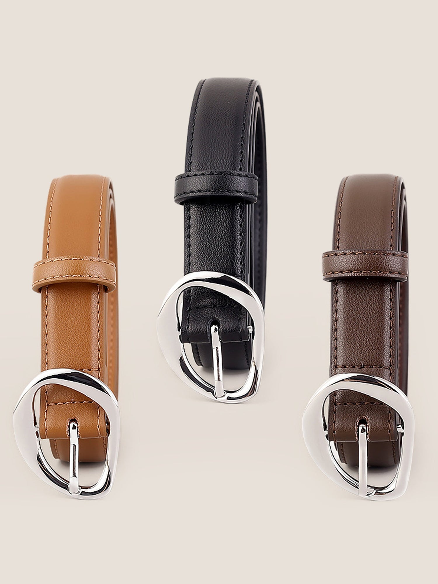 Premium Cowhide Belt With Retro Oval Alloy Buckle by LINTICO