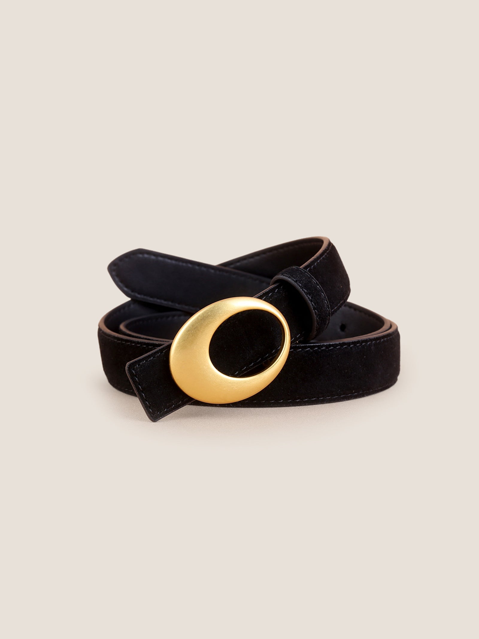 Luxury Suede Cowhide Belt With Oval Alloy Buckle by LINTICO