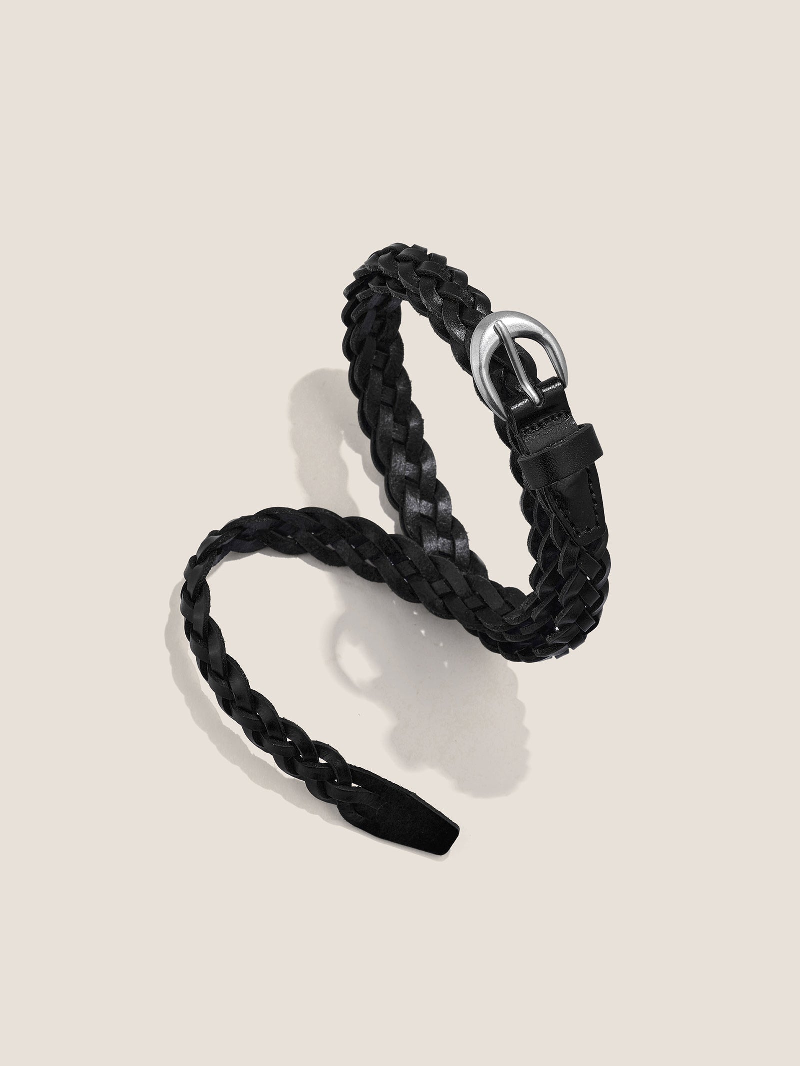 Premium Cowhide Retro Hand-Woven Twisted Thin Belt by LINTICO
