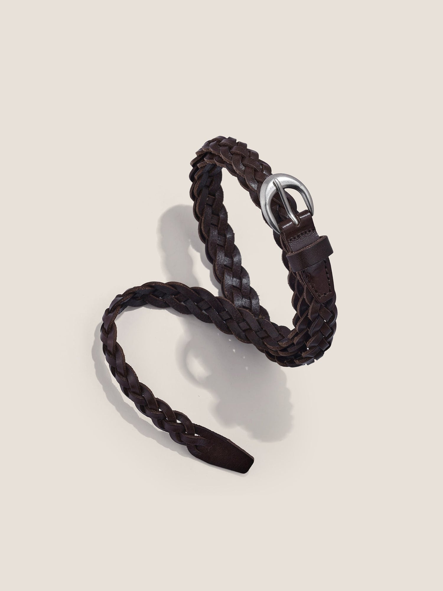 Premium Cowhide Retro Hand-Woven Twisted Thin Belt by LINTICO