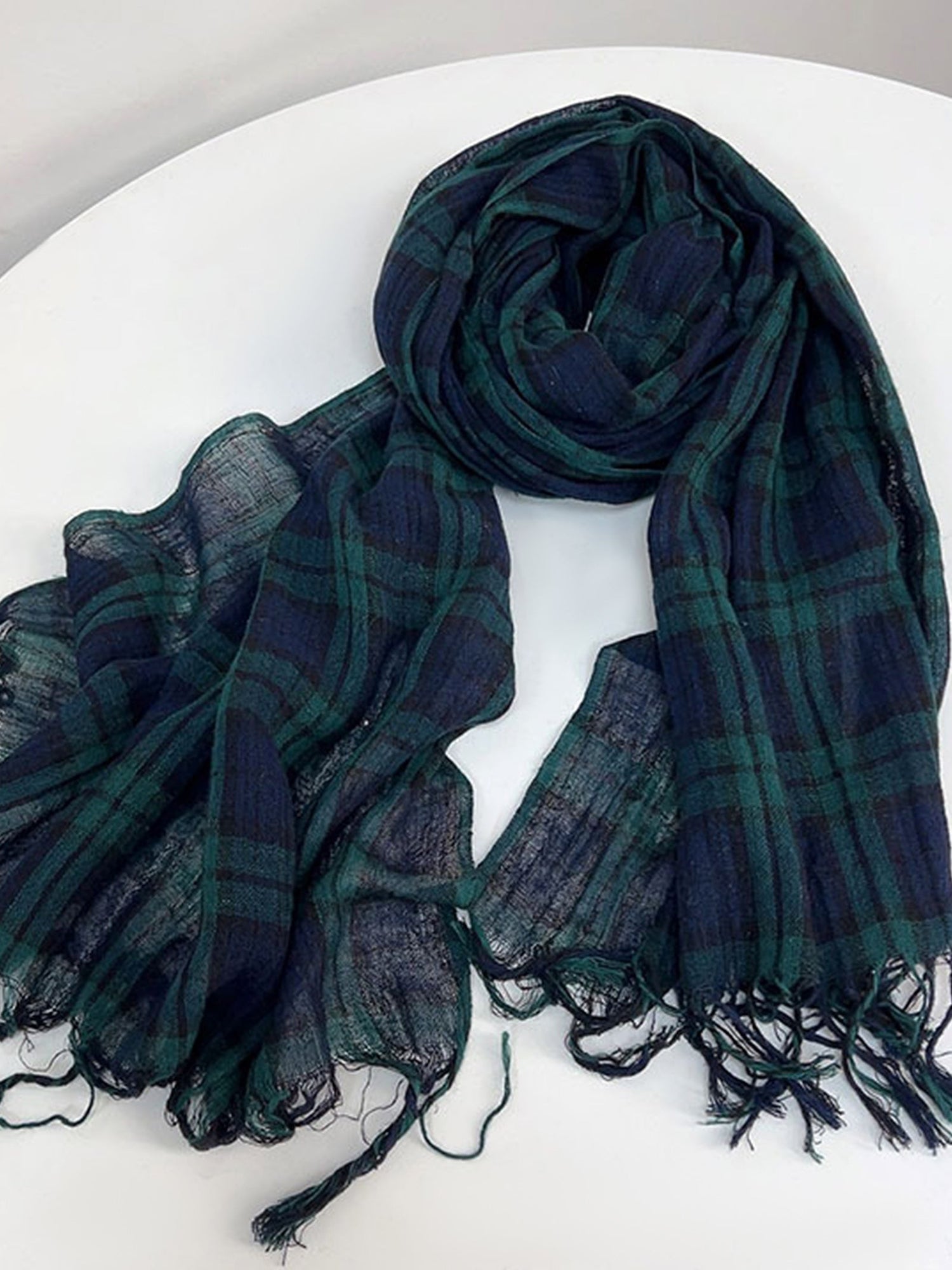 Cotton Linen Striped Lightweight Soft Scarf by LINTICO