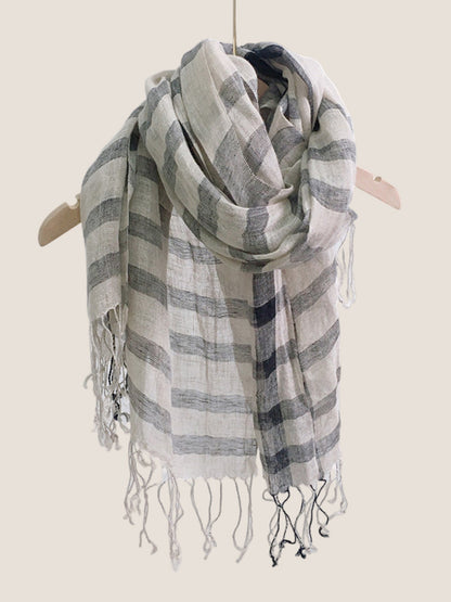Linen Checkered Lightweight Scarf by LINTICO