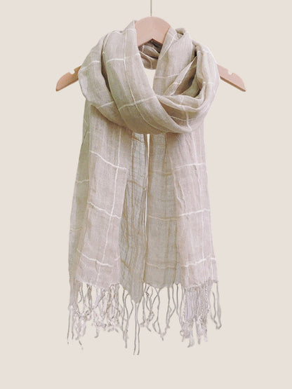 Linen Checkered Lightweight Scarf by LINTICO