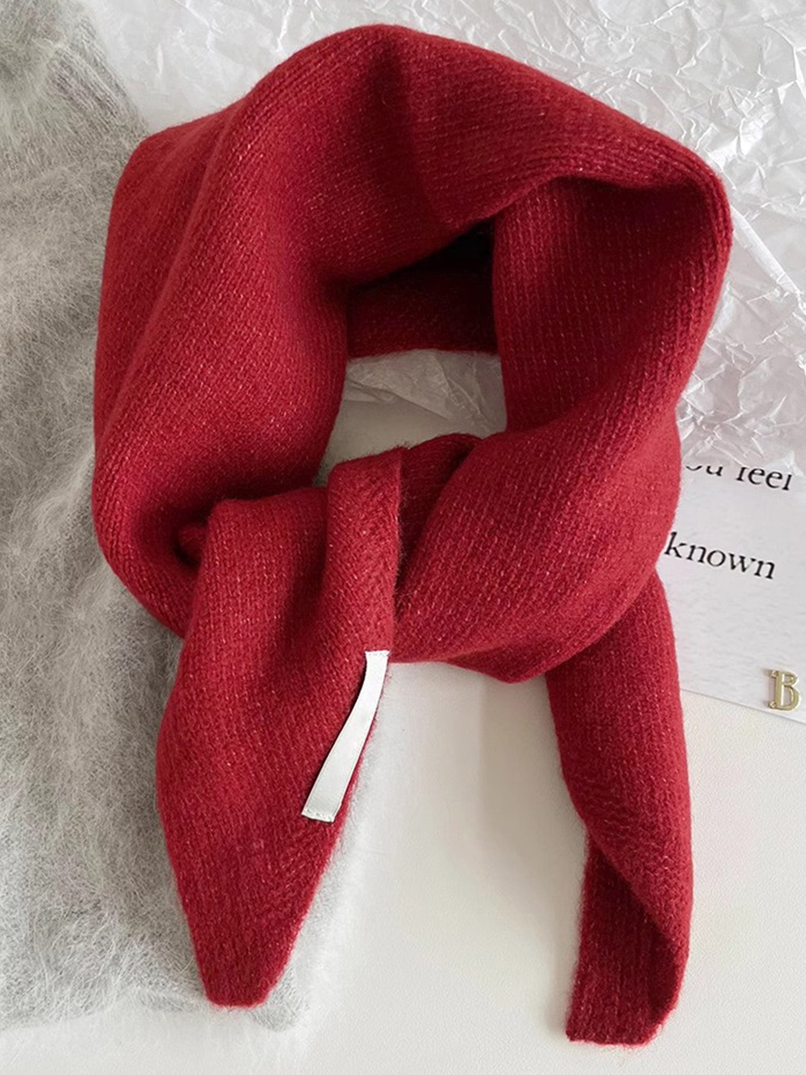100% Merino Wool Knitted Triangle Scarf by LINTICO
