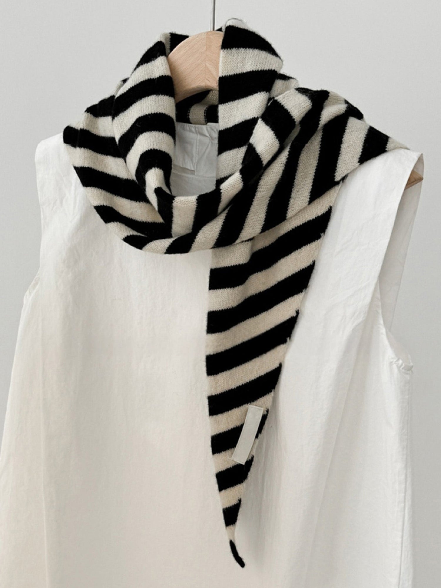 100% Australian Wool Striped Functional Triangle Scarf by LINTICO
