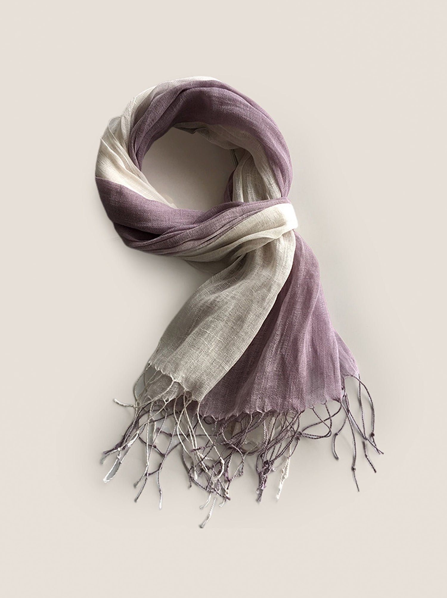 100% Linen Gradient Fringed Light Scarf by LINTICO