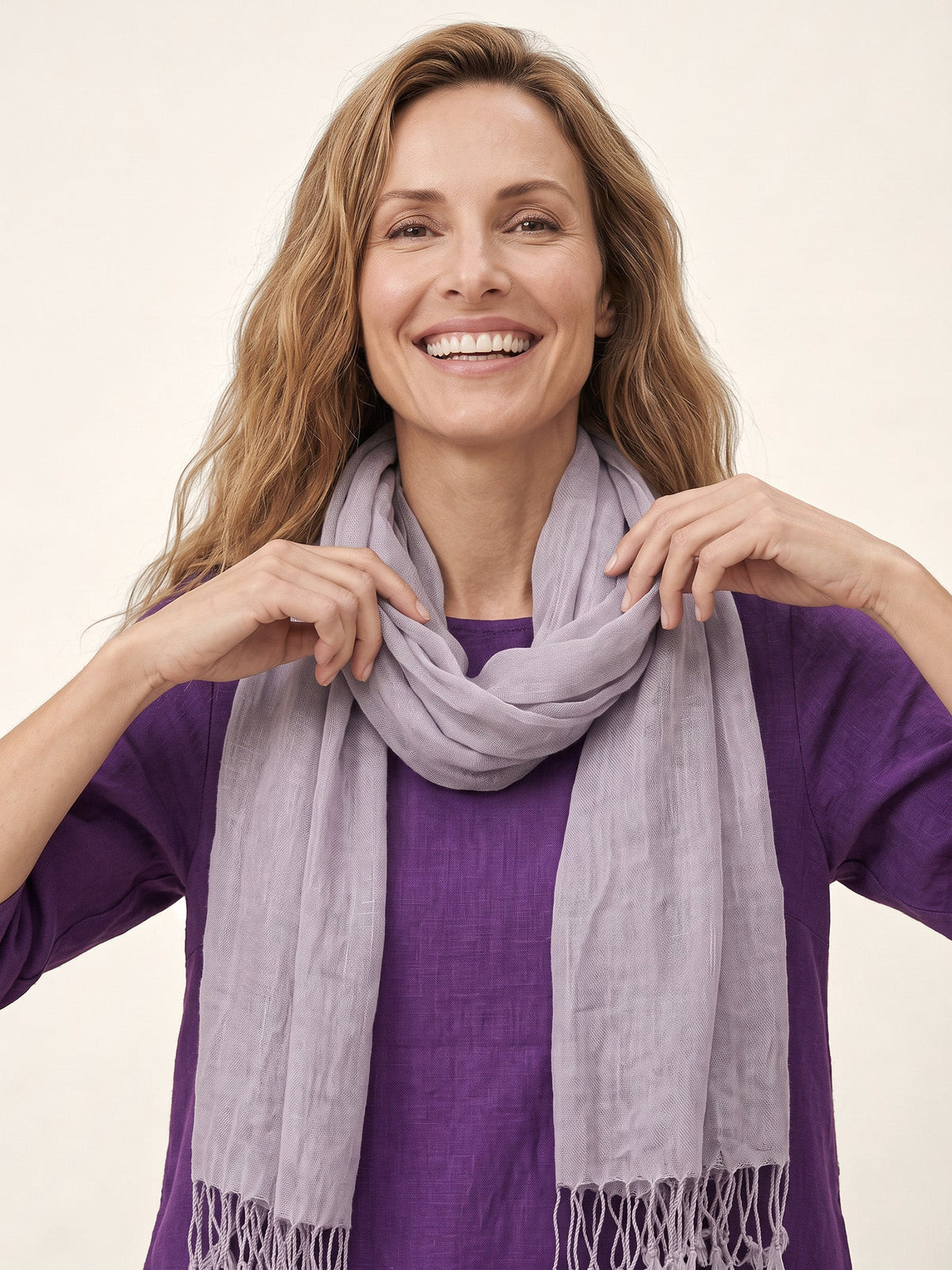 100% Linen Lightweight Solid Color Scarf BIANCA