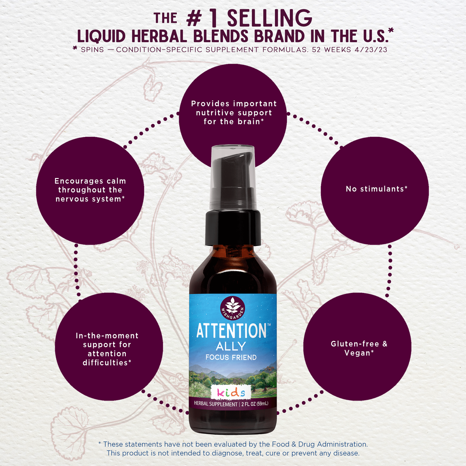 Attention Ally Focus Friend for Kids by WishGarden Herbs