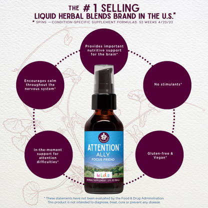Attention Ally Focus Friend for Kids by WishGarden Herbs